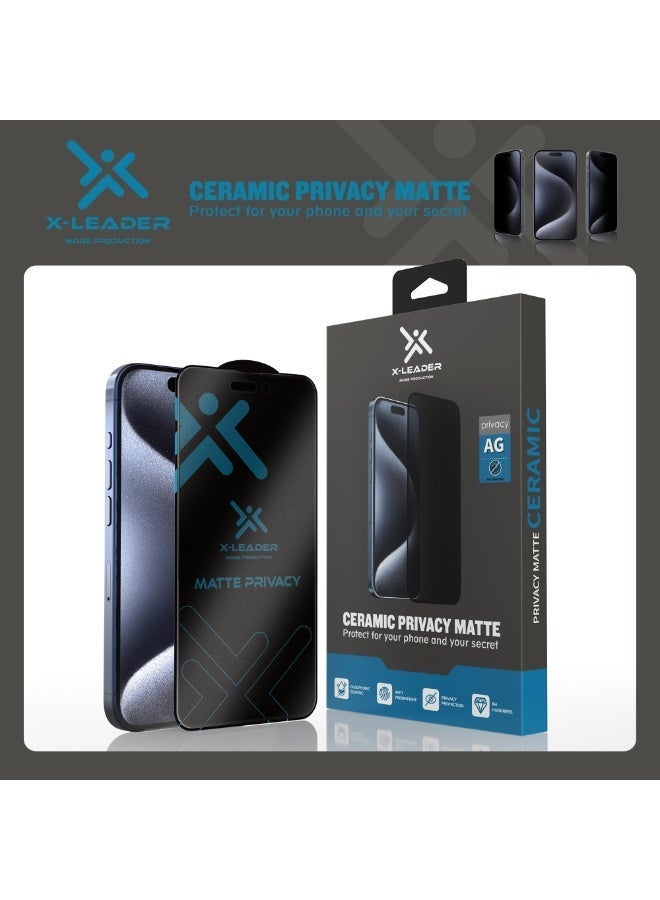 X-Leader Nano Ceramic Matte Privacy Screen Protector with 9H Hardness, Anti-Fingerprint and Anti-Scratch, Compatible with iPhone 16 - Image 2