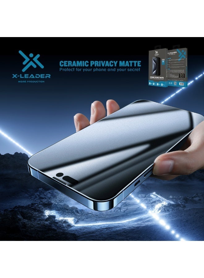 X-Leader Nano Ceramic Matte Privacy Screen Protector with 9H Hardness, Anti-Fingerprint and Anti-Scratch, Compatible with iPhone 16 - Image 3