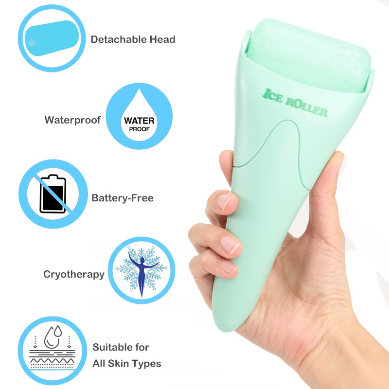 Wonderwin Ice Roller for Face and Body Massage, Facial Roller Skin Care Tool for Reduce Wrinkles and Puffiness, Migraine Pain Relief and Skin Tighten, Cold Therapy for Cooling and Calming(Green) - Image 4