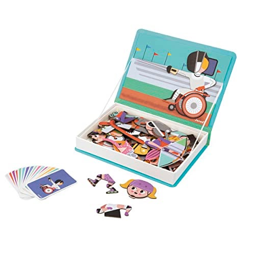 Janod MagntiBook Sports Educational Game48 Magnets 16 Model Cards Creative Play Enhances Observation Skills Portable and TravelFriendly Inclusive para Sports 3 Years J02596 - Image 1