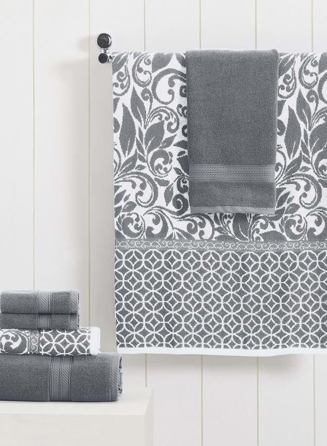 Modern Threads Trefoil Filigree 6-Piece Reversible Yarn Dyed Jacquard Towel Set - Bath Towels, Hand Towels, & Washcloths - Super Absorbent & Quick Dry - 100% Combed Cotton  - Image 2