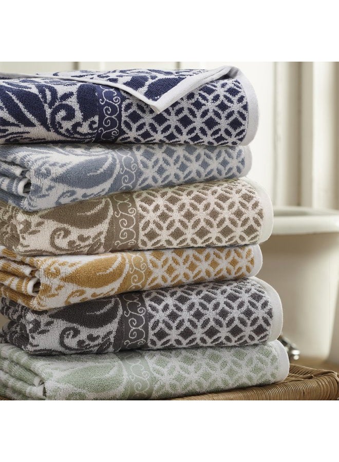 Modern Threads Trefoil Filigree 6-Piece Reversible Yarn Dyed Jacquard Towel Set - Bath Towels, Hand Towels, & Washcloths - Super Absorbent & Quick Dry - 100% Combed Cotton  - Image 5