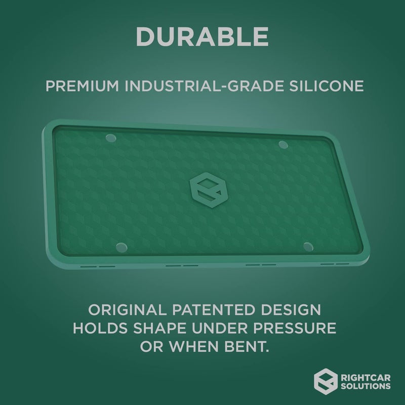 Rightcar Solutions Silicone License Plate Frame Rust Proof, Rattle Proof, Weather Proof Universal License Plate Holder for Front Or Rear, Street Legal, No Obstruction - Green - Image 2