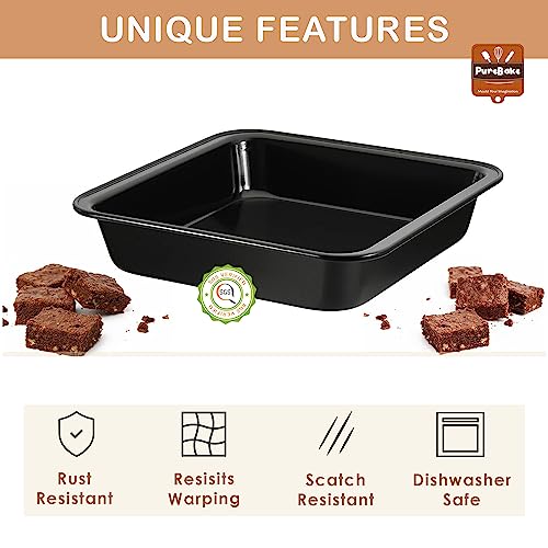 PureBake Premium SGS Certified Bread Loaf Pan Mould, Rectangular Cake Mould For Baking, Non-Sticky With Teflon Coating (6 Cavity Cup, Square Cake Tin),Black - Image 3