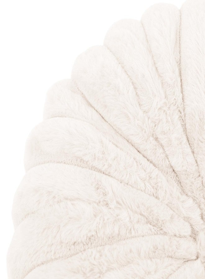 vctops Round Throw Pillow Soft Faux Fur Decorative Pillow Small Pumpkin Throw Pillow Cushion for Living Room Sofa Bed (White,13.7" Diameter) - Image 4