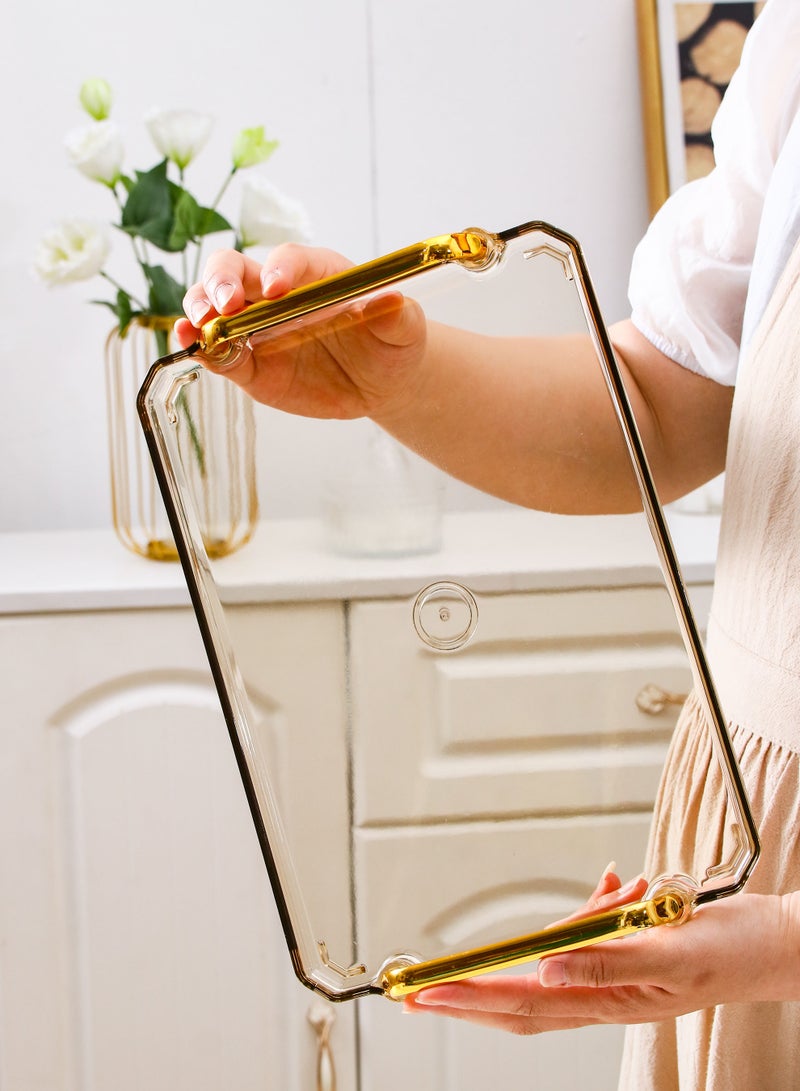 شاربدو صينية بلاستيكية للخدمة، صينية منزلية مستطيلة بأذرع، صينية عرض متعددة الأغراض لسطح المطبخ وطاولة الطعام والسطح المكتبي - Image 1