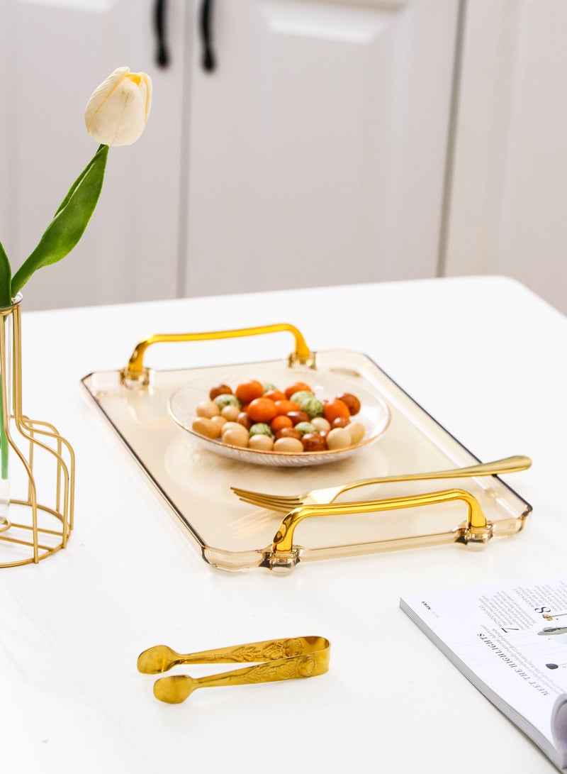 شاربدو صينية بلاستيكية للخدمة، صينية منزلية مستطيلة بأذرع، صينية عرض متعددة الأغراض لسطح المطبخ وطاولة الطعام والسطح المكتبي - Image 3