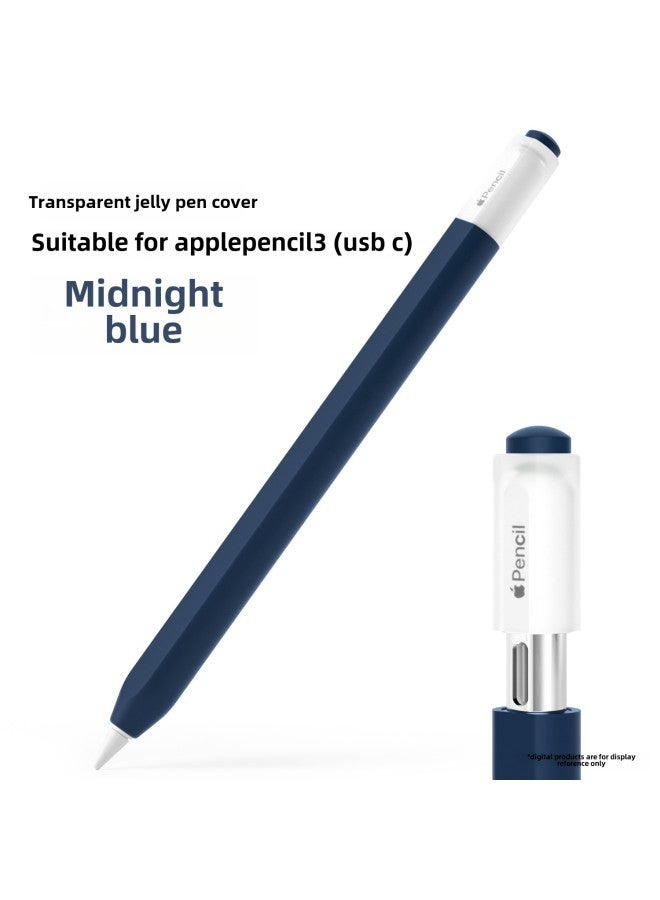 Three Generation Applicable For Applepencil3 Transparent Jelly Pen Case Usb-c For Apple Capacitive Pen Protective Case Three Generation-Specifications:Midnight Blue-For Apple Pencil 3rd Generation (usb-c) - Image 1