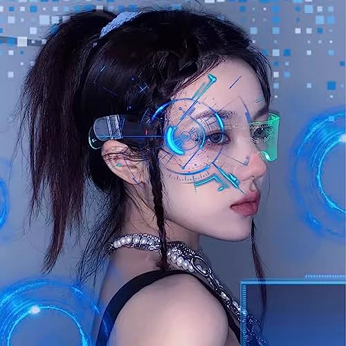 Fency نظارات فنسي LED مضيئة مع 7 ألوان، نظارات فيزر LED، نظارات مضيئة، ألوان ضوئية متلألئة/ثابتة، تتلألأ في الظلام، كوسبلاي سايبربانك مستقبلي للبالغين - Image 2