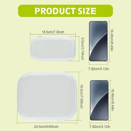 COCPOK 4PCS Clear Hard Shell Zipper Cases Plastic Cosmetic Bag with Zipper Double Zippers Hard Pouch Waterproof Plastic Organizer Pouches for Travel Organizer Makeup Storage Office Supplies 2 Size - Image 3