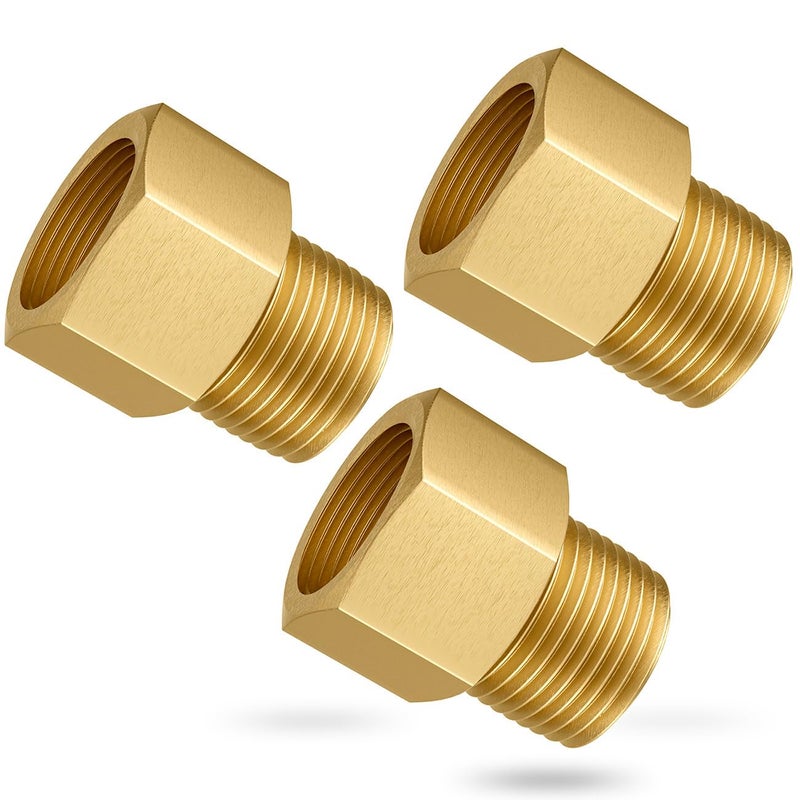 Gsinodrs 3PCS Brass Pipe Fitting, 1/2" Female x 1/2" Male NPT Thread Brass Hex, Adaptor 1200psi High Pressure - Image 1