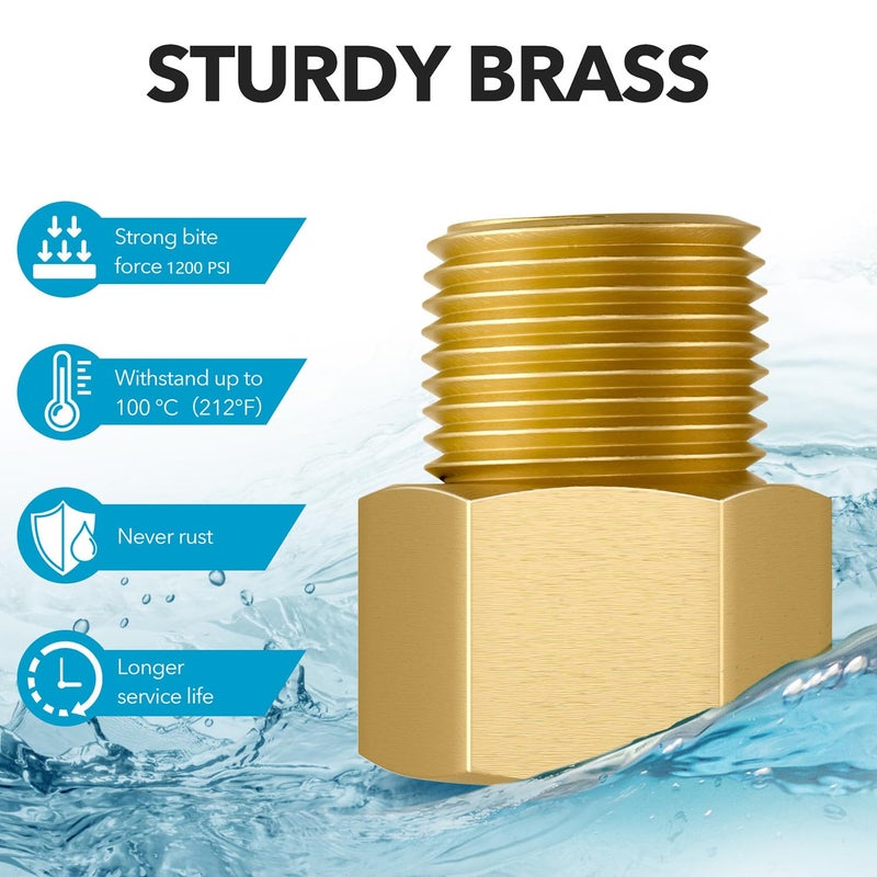Gsinodrs 3PCS Brass Pipe Fitting, 1/2" Female x 1/2" Male NPT Thread Brass Hex, Adaptor 1200psi High Pressure - Image 5