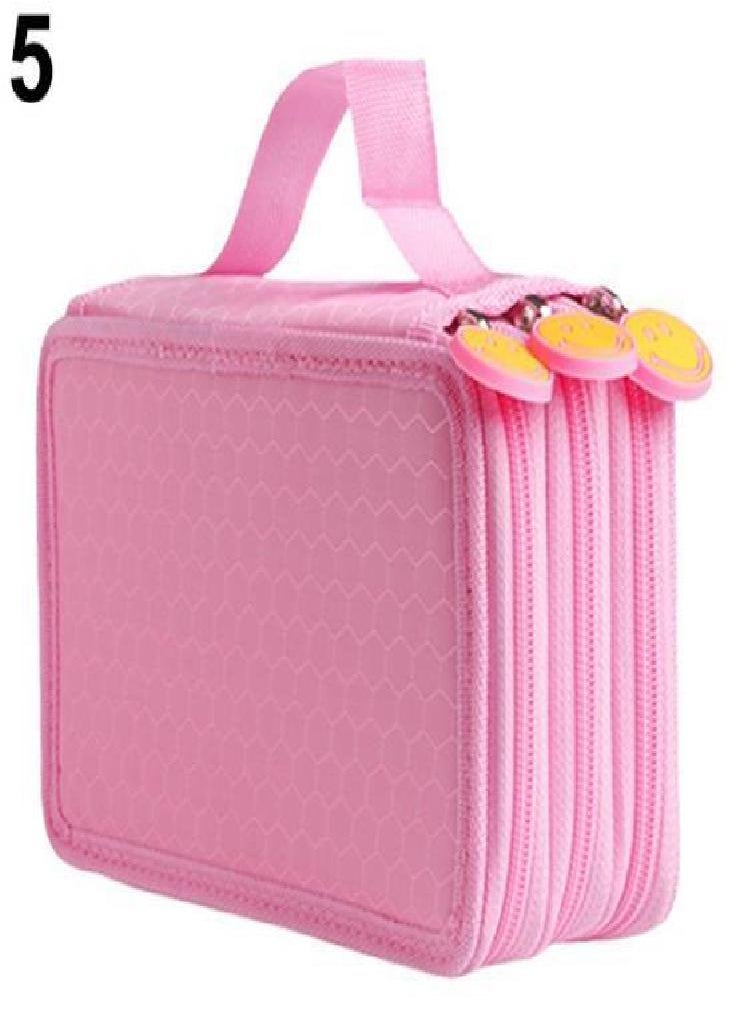 Eckek - Large Capacity 3 Layer 52 Holes Student Pen Pencil Storage Zipper Case Holder - Image 1