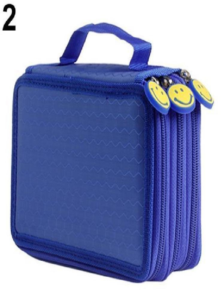 Eckek - Large Capacity 3 Layer 52 Holes Student Pen Pencil Storage Zipper Case Holder - Image 1