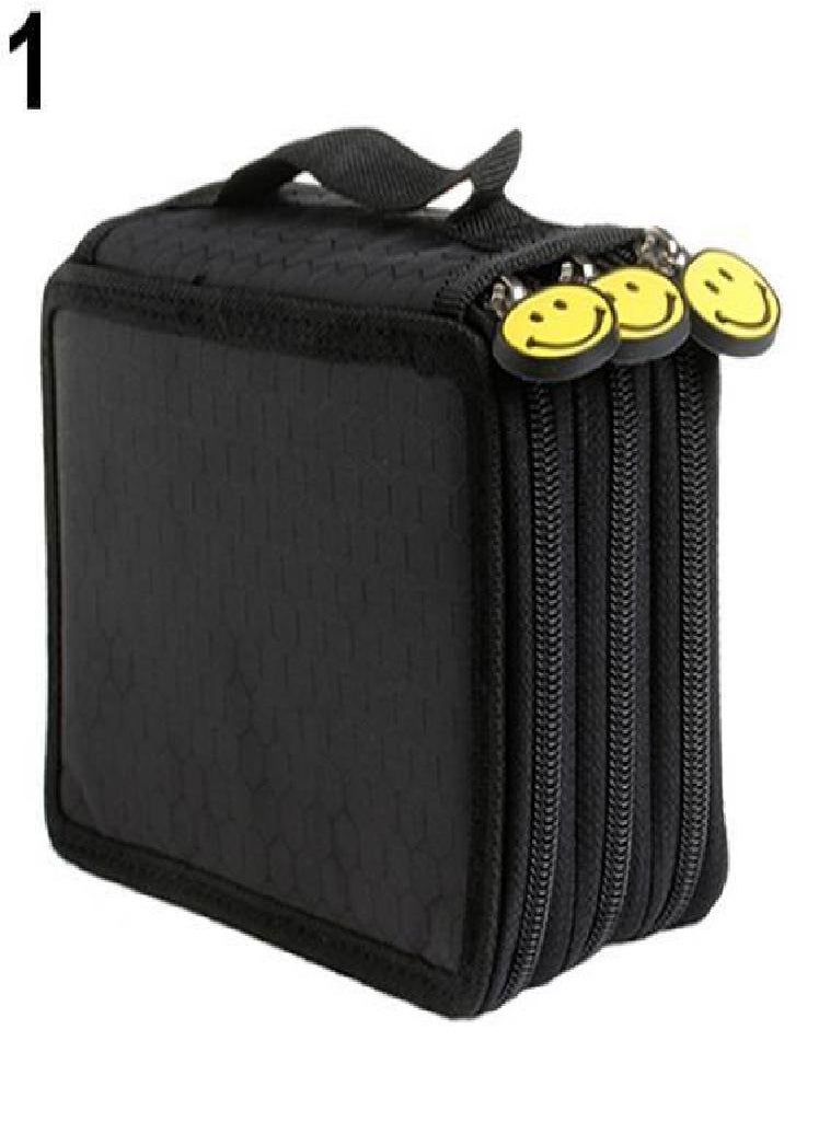 Eckek - Large Capacity 3 Layer 52 Holes Student Pen Pencil Storage Zipper Case Holder - Image 1