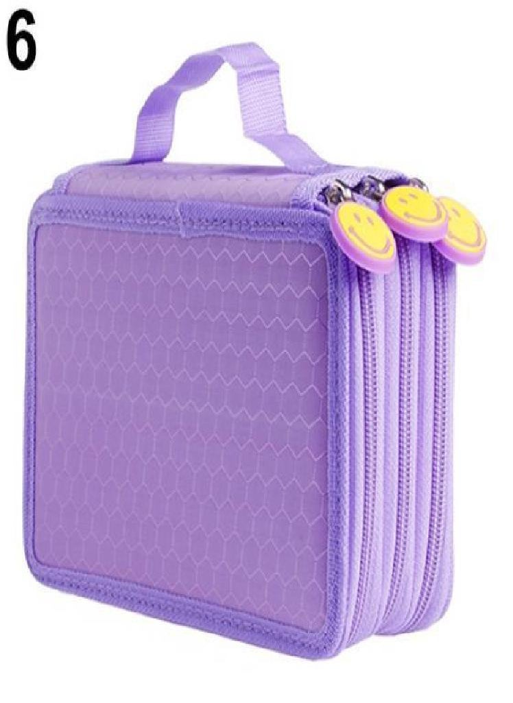 Eckek - Large Capacity 3 Layer 52 Holes Student Pen Pencil Storage Zipper Case Holder - Image 1