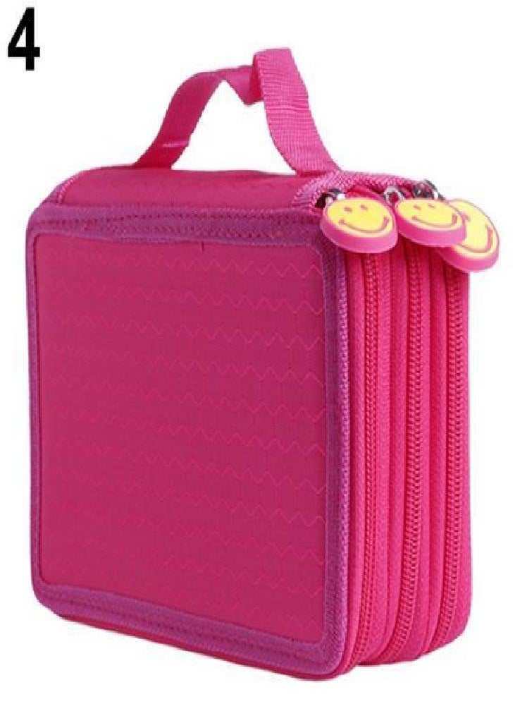 Eckek - Large Capacity 3 Layer 52 Holes Student Pen Pencil Storage Zipper Case Holder - Image 1