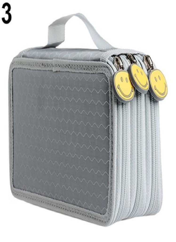 Eckek - Large Capacity 3 Layer 52 Holes Student Pen Pencil Storage Zipper Case Holder - Image 1