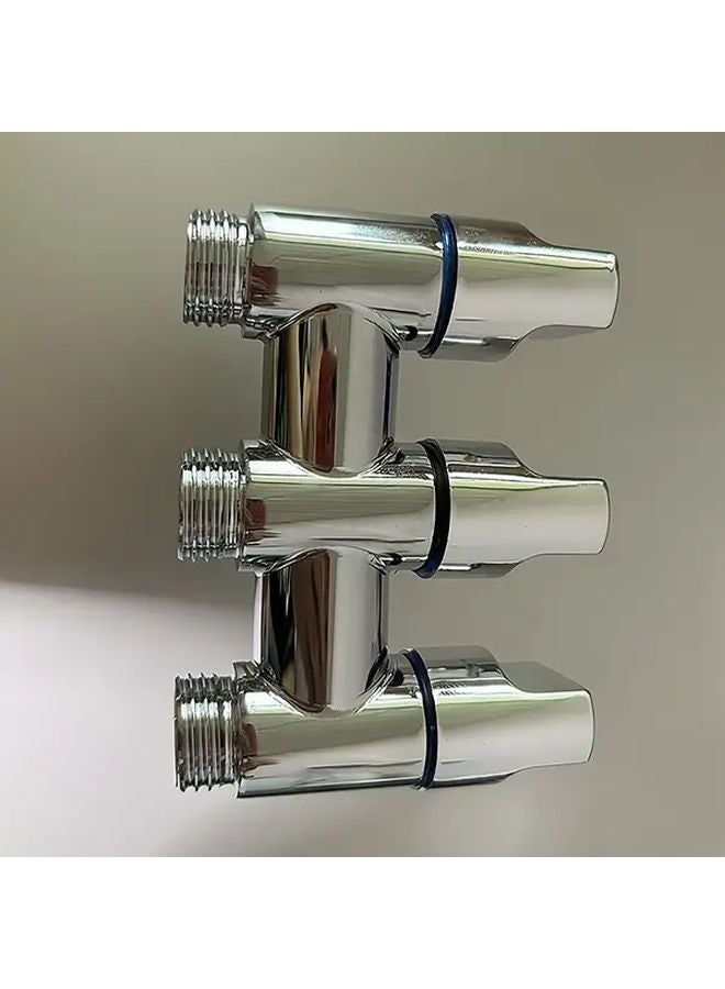 Silvery Wall Mounted Diverter Valve 1 Inlet 3 Outlets For Bathroom Sink Laundry - Image 1