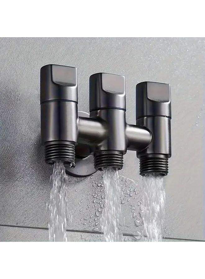 Silvery Wall Mounted Diverter Valve 1 Inlet 3 Outlets For Bathroom Sink Laundry - Image 2