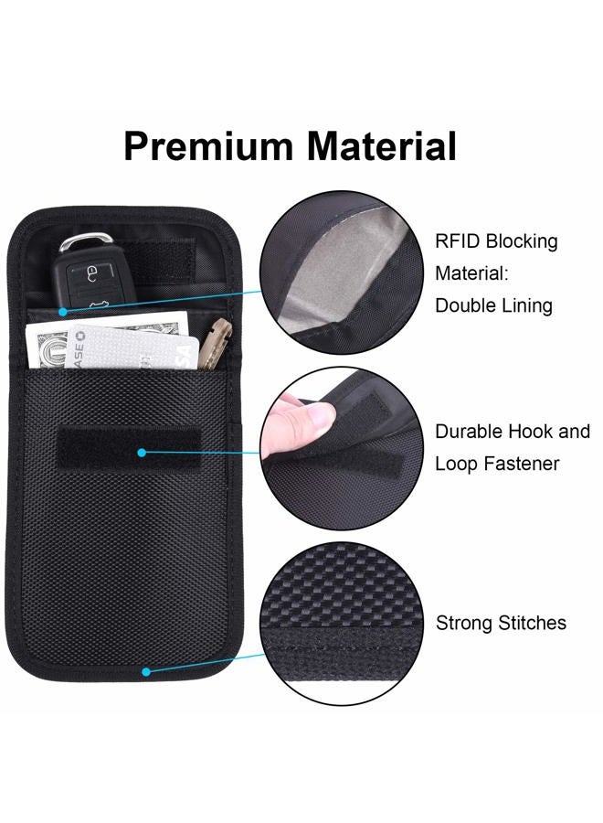 Wisdompro RFID Key Fob Protector, Wisdompro WP4694 RF Signal Blocking Case Security Shielding Pouch Faraday Bag Protection for Car Key Fob, Black (2 Pack) (Pu Leather), 5.3 x 3.9 inches, Modern - Image 5