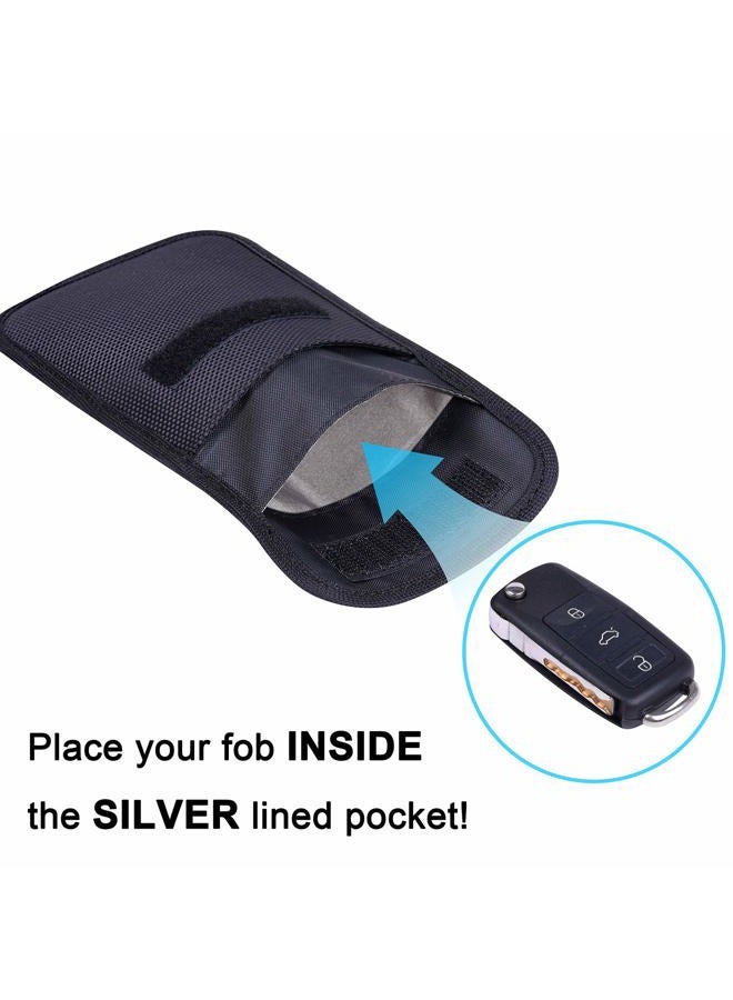 Wisdompro RFID Key Fob Protector, Wisdompro WP4694 RF Signal Blocking Case Security Shielding Pouch Faraday Bag Protection for Car Key Fob, Black (2 Pack) (Pu Leather), 5.3 x 3.9 inches, Modern - Image 2