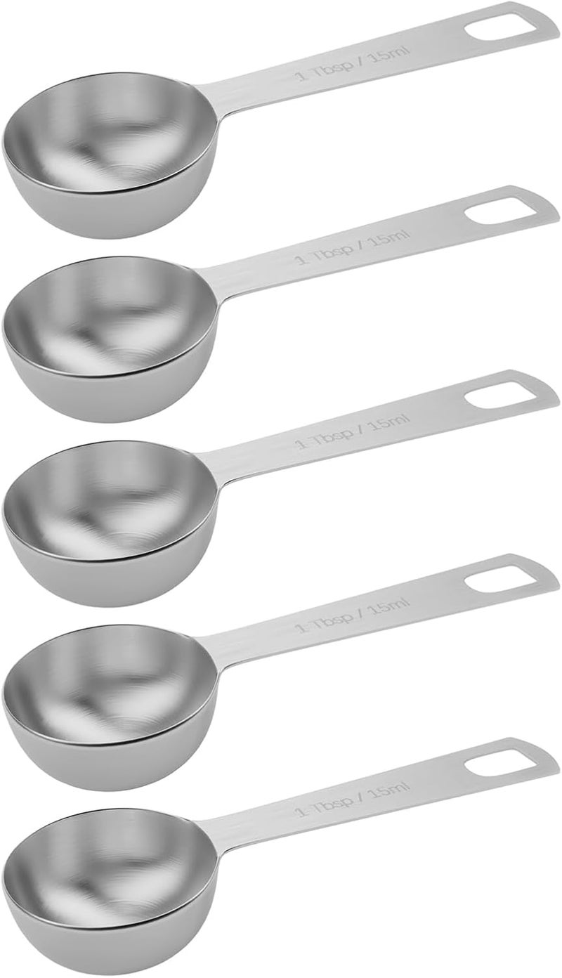 BERYLER 5PCS 1 Tablespoon(15 mL | 3 Teaspoon | 1/16 Cup | 1/2 oz) Single Measuring Spoon, Stainless Steel Individual Measuring Spoons, Metal Measuring Spoons Only - Image 1
