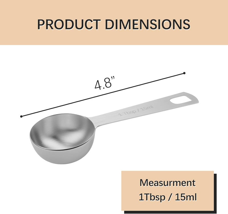 BERYLER 5PCS 1 Tablespoon(15 mL | 3 Teaspoon | 1/16 Cup | 1/2 oz) Single Measuring Spoon, Stainless Steel Individual Measuring Spoons, Metal Measuring Spoons Only - Image 2