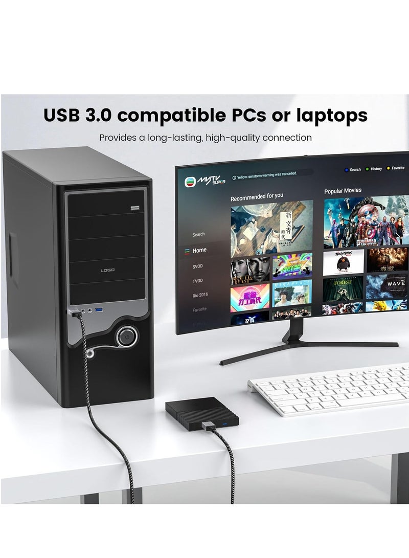 MOOGOO Micro B to USB Male Data Cable, 3.0 Compatible with Portable External Hard Drives, WD Elements, Seagate Expansion, Samsung M3 1TB/Galaxy S5/Note 3 - Grey - Image 5