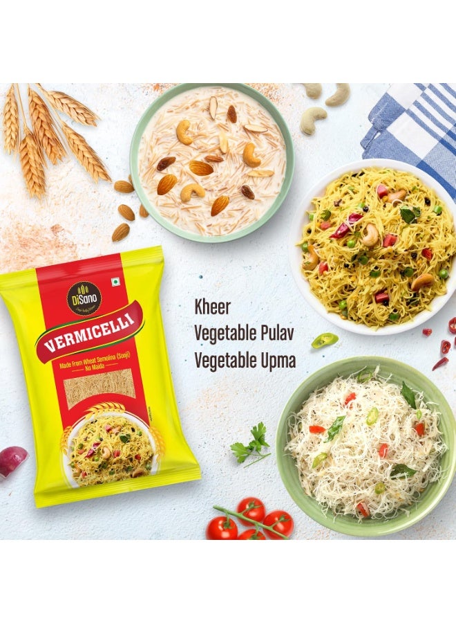 DiSano Unroasted Wheat Vermicelli 850g, No Maida, Cholesterol Free, Unflavoured Seviyan, Source of Protein & Fibre, Made with Sooji, Perfect for Breakfast, Upma & Desserts - Image 4
