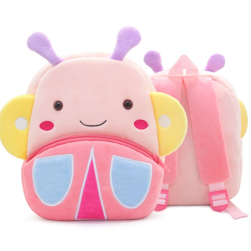 Plush Kids Backpack, Butterfly Animal Design, Soft Lightweight School Bag for Toddlers and Preschool Kids - Image 4
