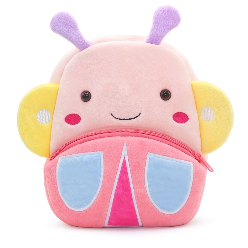 Plush Kids Backpack, Butterfly Animal Design, Soft Lightweight School Bag for Toddlers and Preschool Kids - Image 3