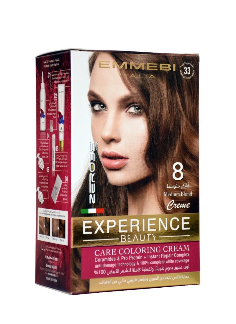 EMMEBI ITALIA Beauty Experience Care Coloring Cream Medium Blond 8 