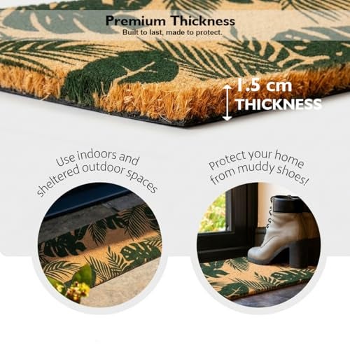 ATMAH Tropical Paradise Coir Door Mat 120 x 40 cm Runner | Anti Slip PVC Backing | Dirt Trapper | Indoor & Covered Outdoor Entrance Mat | Natural - Image 4