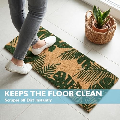 ATMAH Tropical Paradise Coir Door Mat 120 x 40 cm Runner | Anti Slip PVC Backing | Dirt Trapper | Indoor & Covered Outdoor Entrance Mat | Natural - Image 2