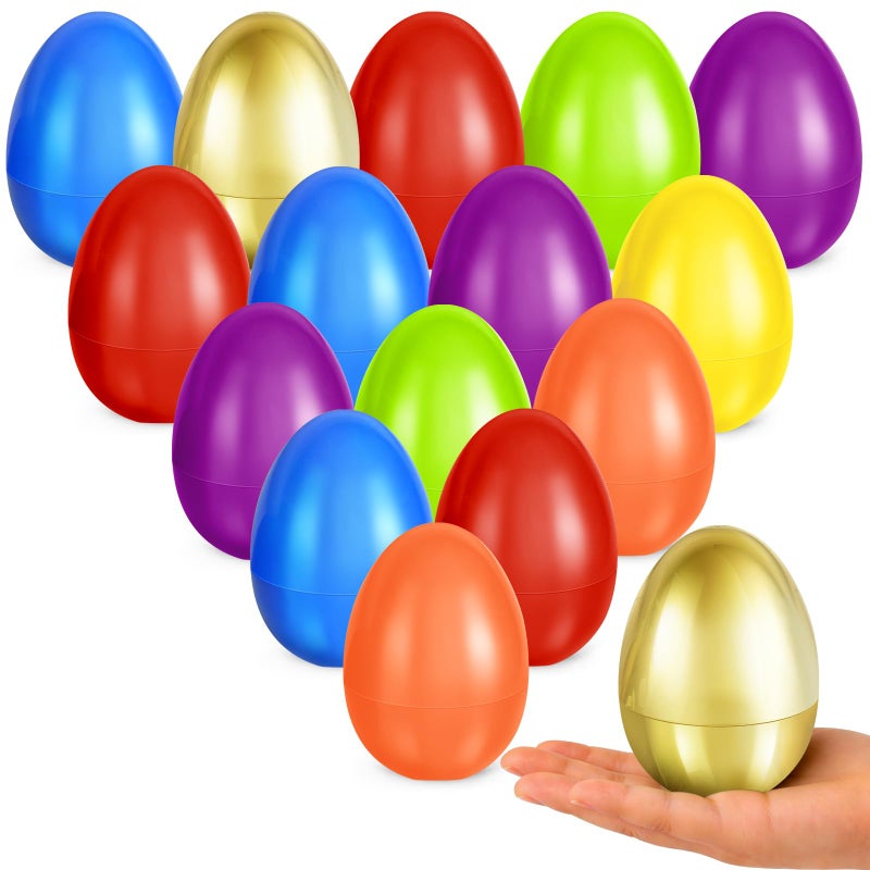 Letapapa 3.5'' Easter Eggs, 36 Pcs Empty Colorful Eggs Plus 1 Golden Eggs for Kids, Large Fillable Plastic Egg for Easter Hunt, Filling Treats for Easter Basket Stuffers, Party Favors Decoration - Image 1