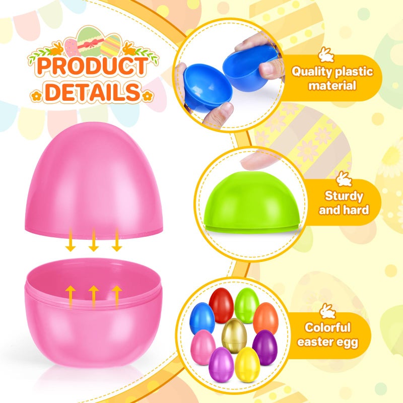 Letapapa 3.5'' Easter Eggs, 36 Pcs Empty Colorful Eggs Plus 1 Golden Eggs for Kids, Large Fillable Plastic Egg for Easter Hunt, Filling Treats for Easter Basket Stuffers, Party Favors Decoration - Image 4