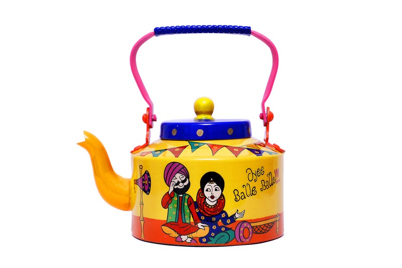 A Krazy Mug كرازي مغ يدوي الصنع ومصمم يدوياً مزخرف تقليدي شاي ديسي ملون إبريق شاي ألمنيوم (1.25 لتر) - Image 1