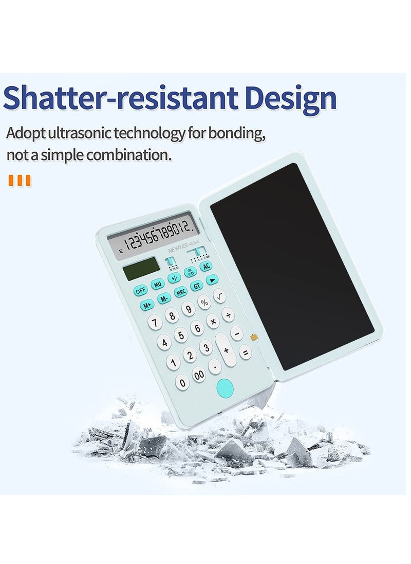 Kidle - Upgraded Rechargeable Basic Calculator with 6.5 Inch Notepad Standard Calculator Pocket 12 Digits Function 2 in 1 Portable for School Office - Image 1