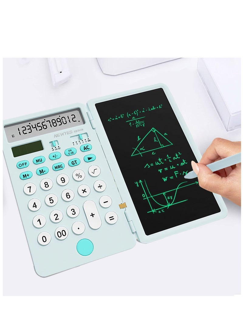 Kidle - Upgraded Rechargeable Basic Calculator with 6.5 Inch Notepad Standard Calculator Pocket 12 Digits Function 2 in 1 Portable for School Office - Image 1