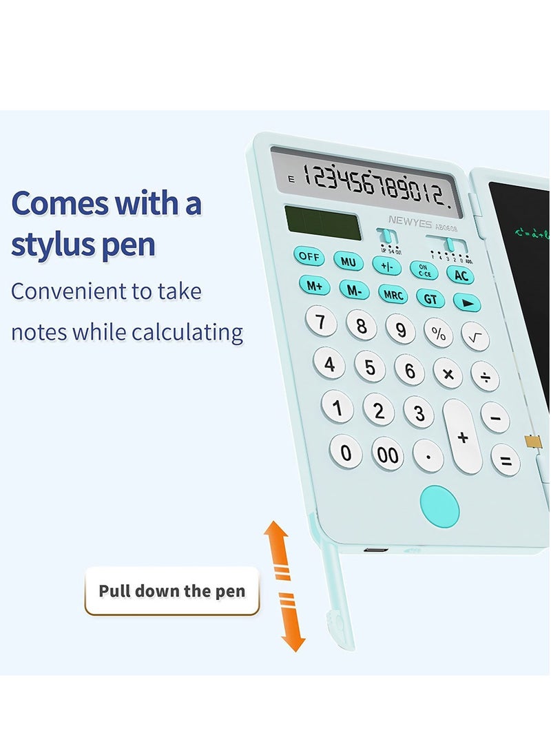 Kidle - Upgraded Rechargeable Basic Calculator with 6.5 Inch Notepad Standard Calculator Pocket 12 Digits Function 2 in 1 Portable for School Office - Image 1