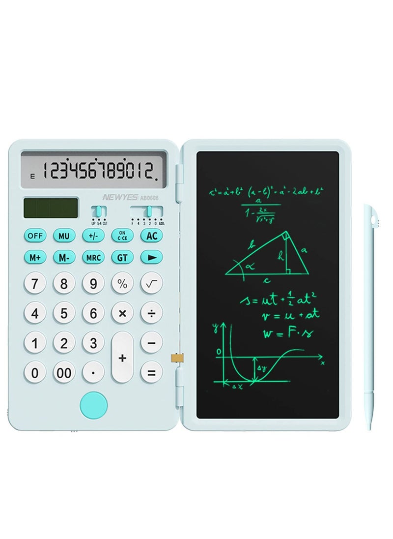 Kidle - Upgraded Rechargeable Basic Calculator with 6.5 Inch Notepad Standard Calculator Pocket 12 Digits Function 2 in 1 Portable for School Office - Image 1