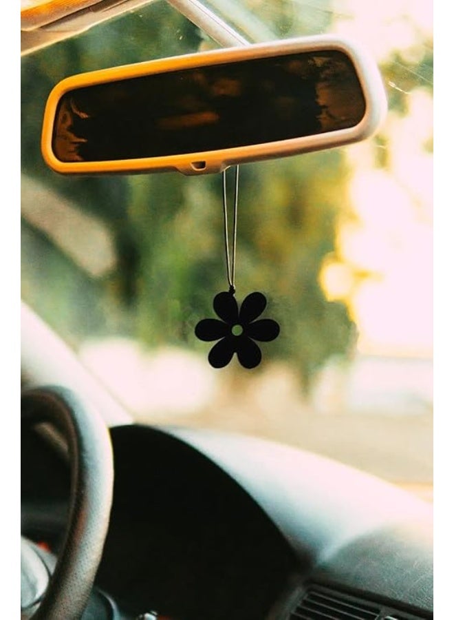 MIRFA Rearview Mirror Hanging Pendant - Wood - Black (6 Leaf Flower) - Image 2