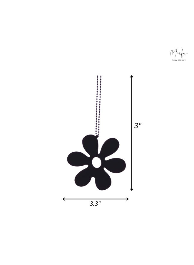 MIRFA Rearview Mirror Hanging Pendant - Wood - Black (6 Leaf Flower) - Image 4
