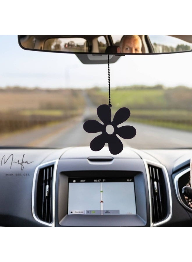MIRFA Rearview Mirror Hanging Pendant - Wood - Black (6 Leaf Flower) - Image 3