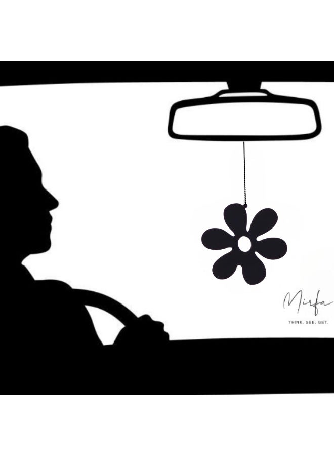 MIRFA Rearview Mirror Hanging Pendant - Wood - Black (6 Leaf Flower) - Image 5