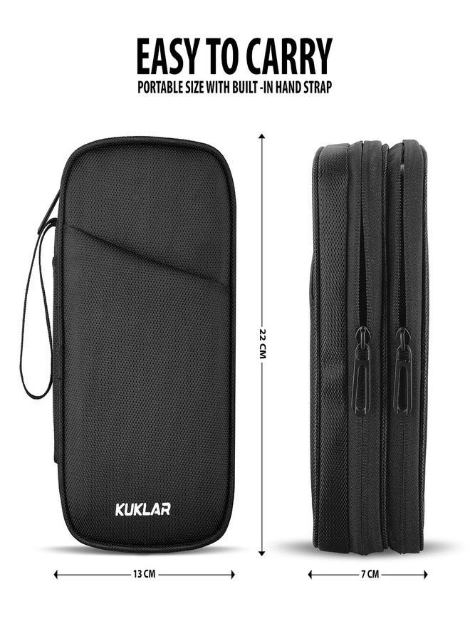 KUKLAR Travel Organizer Pouch Premium Zippered Case with Wrist Strap, Multi Pocket Storage Bag for Passport Documents, Cables Gadgets & Accessories Lightweight Durable & Portable(Black) - Image 3