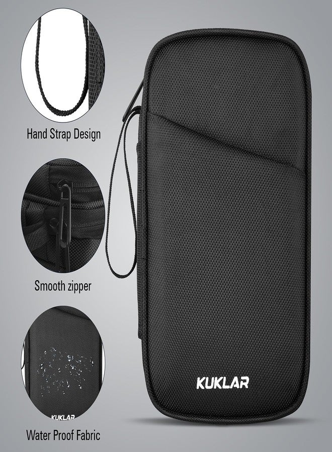KUKLAR Travel Organizer Pouch Premium Zippered Case with Wrist Strap, Multi Pocket Storage Bag for Passport Documents, Cables Gadgets & Accessories Lightweight Durable & Portable(Black) - Image 4