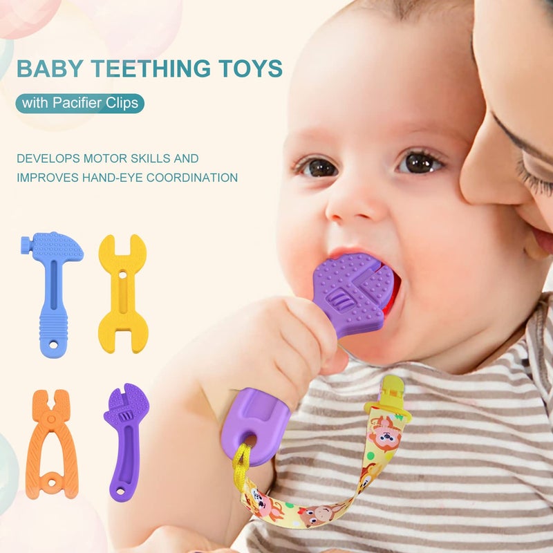 SJDSND Teething Toys for Babies 3-6 Months 6-12 Months, Baby Teething Toys, Silicone Baby Teether Toys, Baby Chew Toys, Molar Teether, Hammer Wrench Spanner Pliers Shape Teething Toys for Boys Girls - Image 3