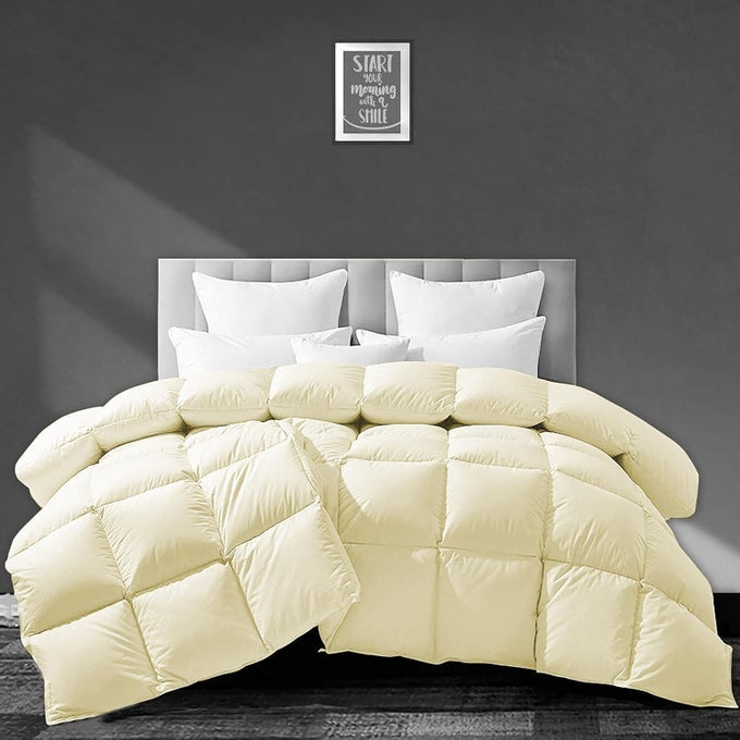 500 GSM WINTER COMFORTER DOUBLE BED SIZE 90X100 PREMIUM COLLECTION HEAVY WINTER QUILTED COMFORTER 500 GSM MICROFIBER FILL DUVETBLANKET DOUBLE BED IVORY COLOR